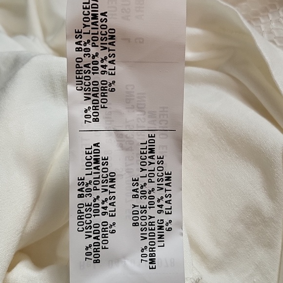 NWT Colcci Jeanswear Cream Embroidered HI/LOW Spagetti Strap Dress Womens Size L - Picture 11 of 16